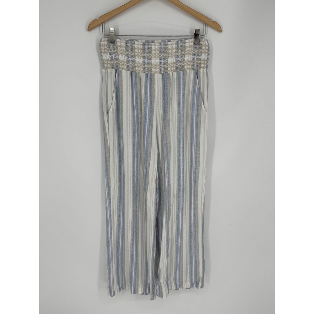 Est. 1946 Cato Women's Sz Small Petite Linen Blend Striped Pants Summer Beach B5